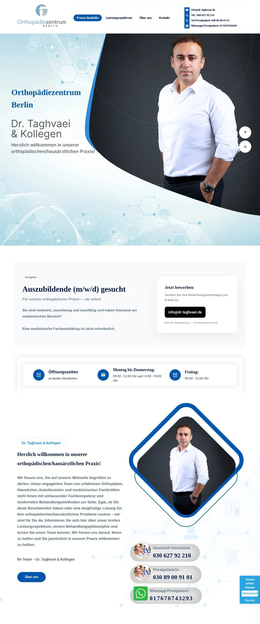 Startseite der Website Dr. Taghvaei – Praxis Neukölln – Referenzprojekt von Atomicoweb